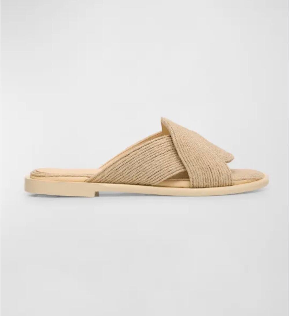 Loewe Petal Jute Flat Slide Sandals Natural Raffia EU 37 Worn Once
